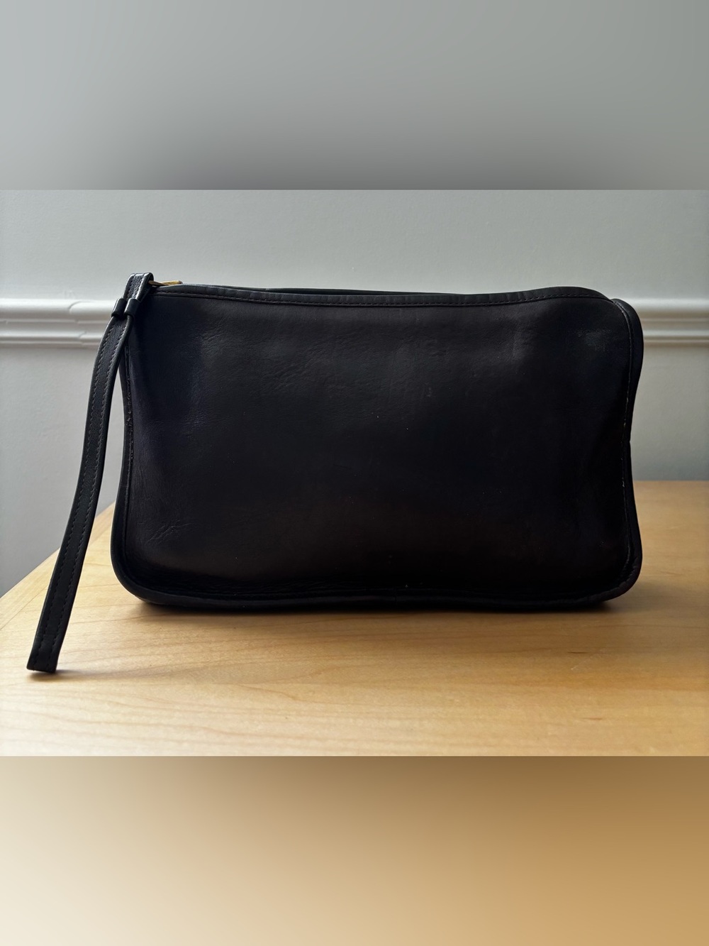Coach NYC Vintage Basic Bag / Zippered Clutch 3344 Dark Brown Leather 80's